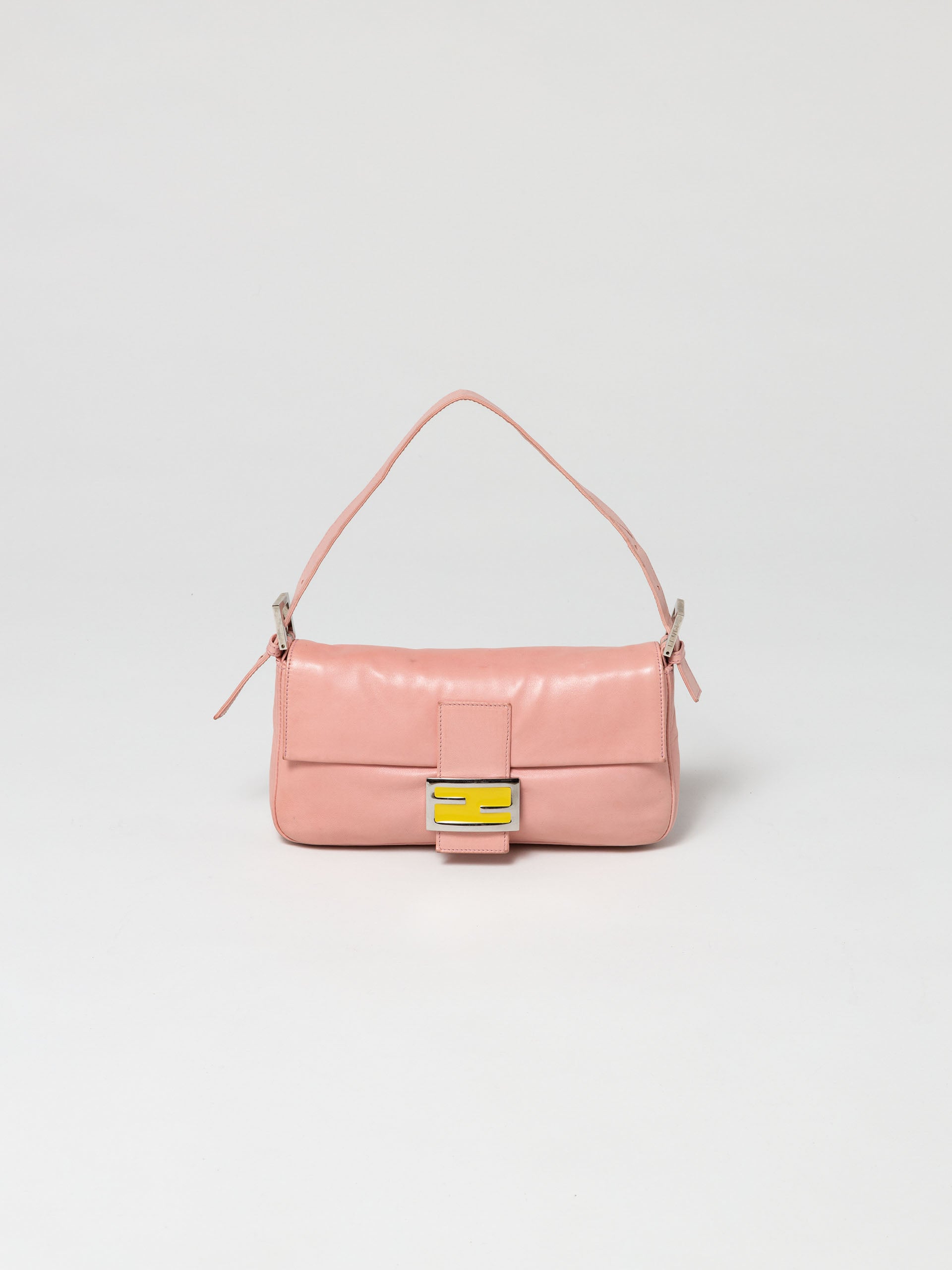 Fendi Leather Baguette Pink Bag