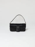 Fendi Rare Fendi Black Beaded Baguette Bag