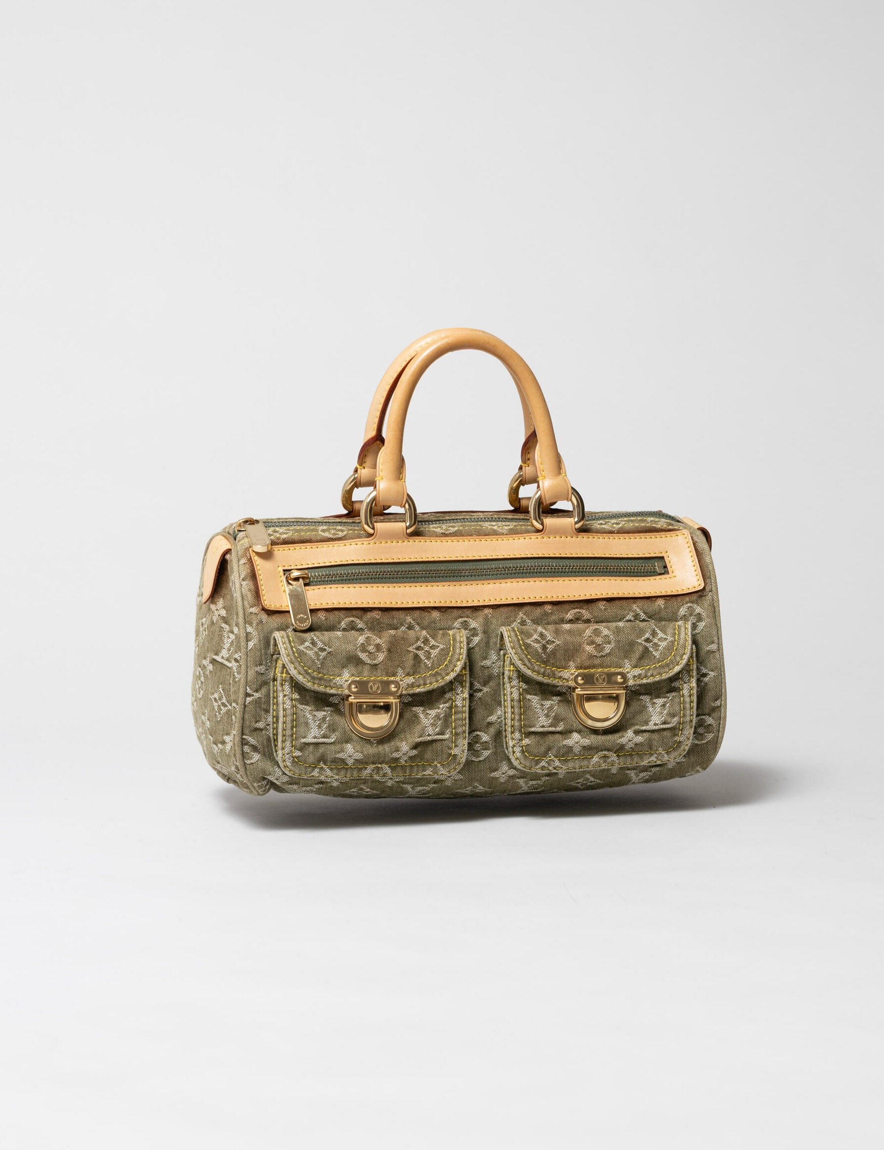 Louis Vuitton Denim Green Boston Bag
