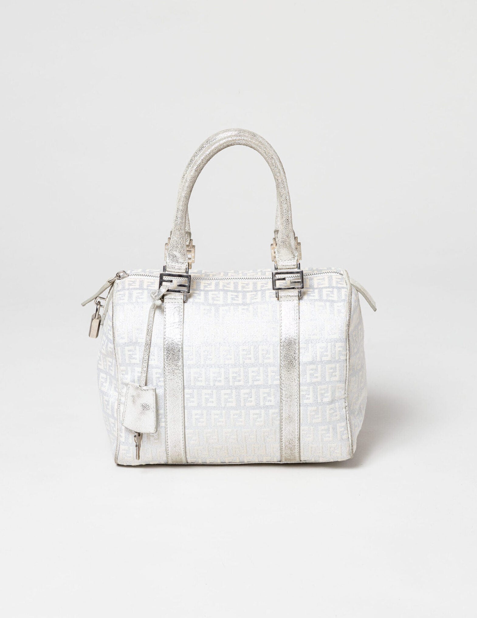 Fendi Zucca Silver Boston bag