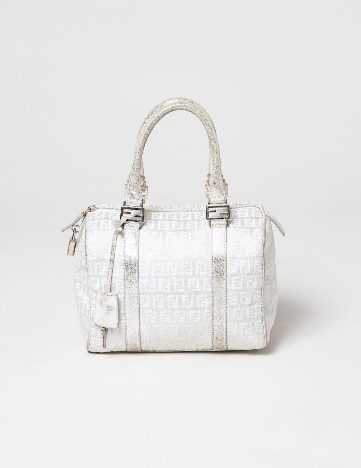 Fendi Zucca Silver Boston bag