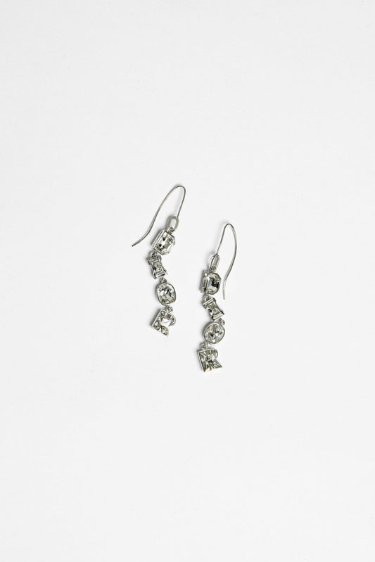 Dior Earrings Silver Stones