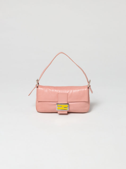 Fendi Leather Baguette Pink Bag