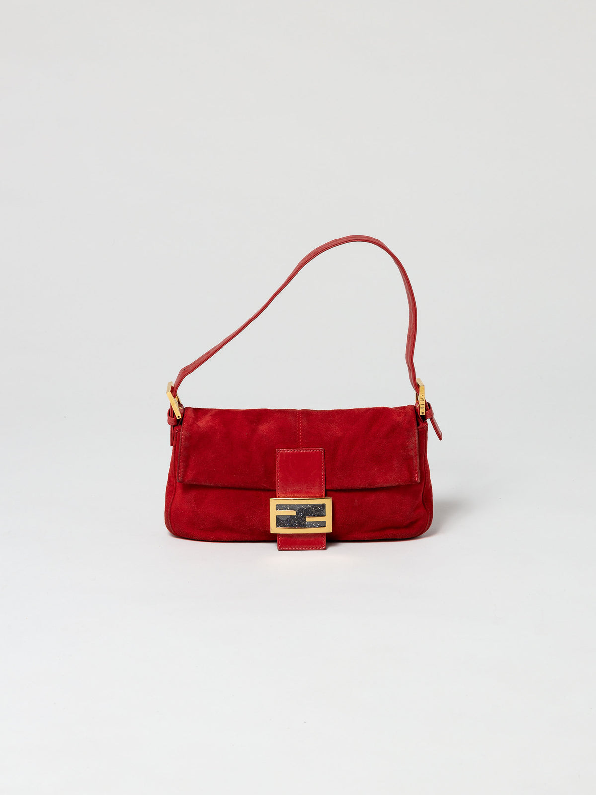 Fendi Suede Baguette Red Bag