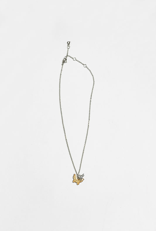 Dior Necklace Silver Butterfly